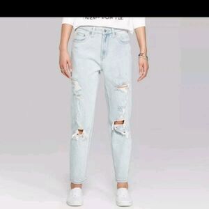 Wild Fable Light Blue Distressed Highest Rise Mom Jeans